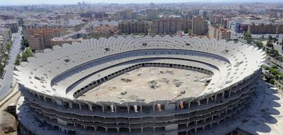 Las obras del nuevo estadio del Mestalla están paradas desde el año 2009.