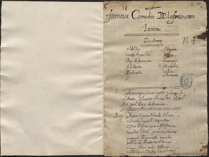 Manuscrito con el comienzo de la obra 'La francesa Laura', de Lope de Vega.