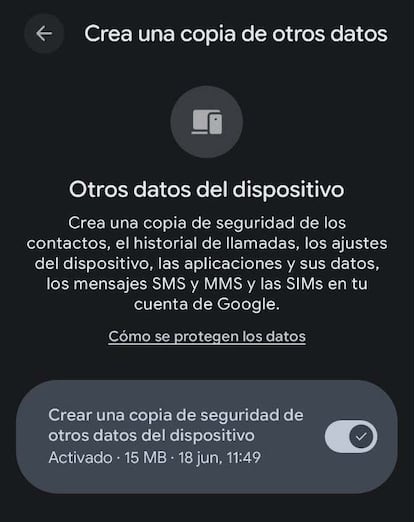 Copia de seguridad de seguridad en Android