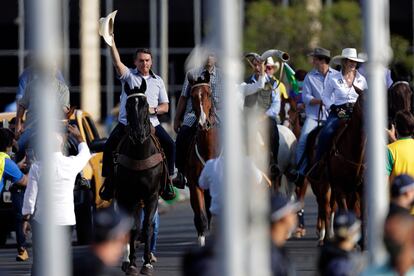 O presidente Jair Bolsonaro em manifestação no dia 15 de maio, em Brasília.