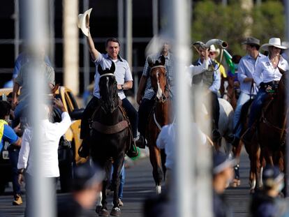 O presidente Jair Bolsonaro em manifestação no dia 15 de maio, em Brasília.