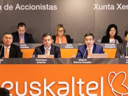 Imagen de la anterior junta de Euskaltel, celebrada el pasado 1 de abril.