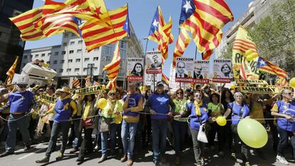 Manifestación por los presos soberanistas en Barcelona.