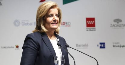 La ministra de Empleo, F&aacute;tima B&aacute;&ntilde;ez, en una intervenci&oacute;n p&uacute;blica esta semana 