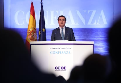 Antonio Garamendi, en julio durante una asamblea de CEOE, en Madrid.