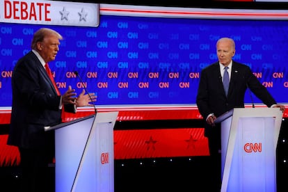 Donald Trump y Joe Biden, durante el debate el pasado 27 de junio en Atlanta. 