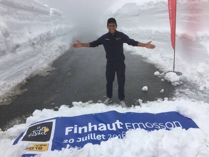 Nairo, el lunes 2 de mayo, en la cima de Emosson, donde termina la etapa del 20 de julio del Tour.