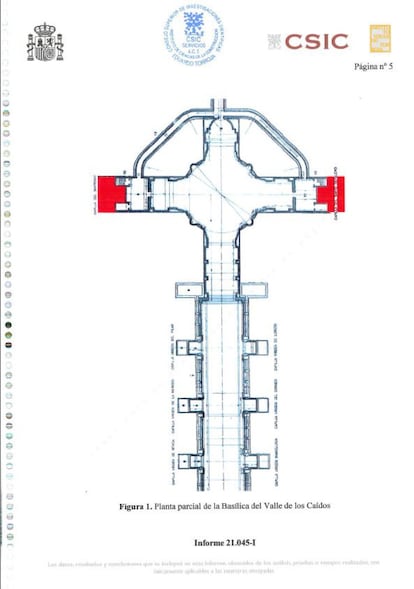 Imagen del templo del Valle de los Caídos que muestra la ubicación de los enterramientos.