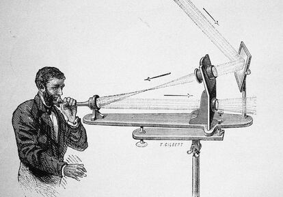 El photophone de Alexander Graham Bell (1882).