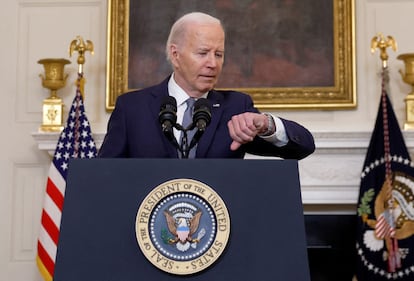 Joe Biden, este viernes en su declaración en la Casa Blanca.  