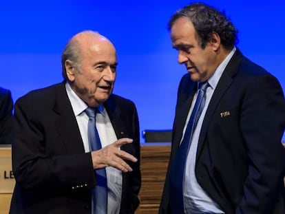 Blatter e Platini em Congresso da FIFA, em 2014.