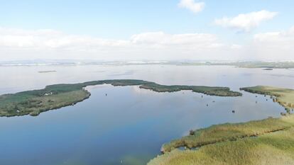 Imagen, a vista de dron, de L'Albufera de Valencia.