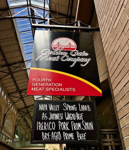 CARTEL EXPUESTO POR LA CARNICERÍA GOLDEN GATE EN UN CENTRO COMERCIAL SAN FRANCISCO / CAPEL