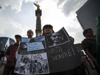 A demonstration held in Mexico City to protest the death of journalist Rubén Espinosa.