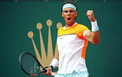 Nadal celebra un punto en el partido ante Isner