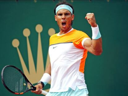 Nadal celebra un punto en el partido ante Isner