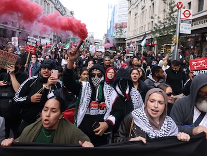 Manifestación a favor de Palestina, el 14 de octubre en Londres.