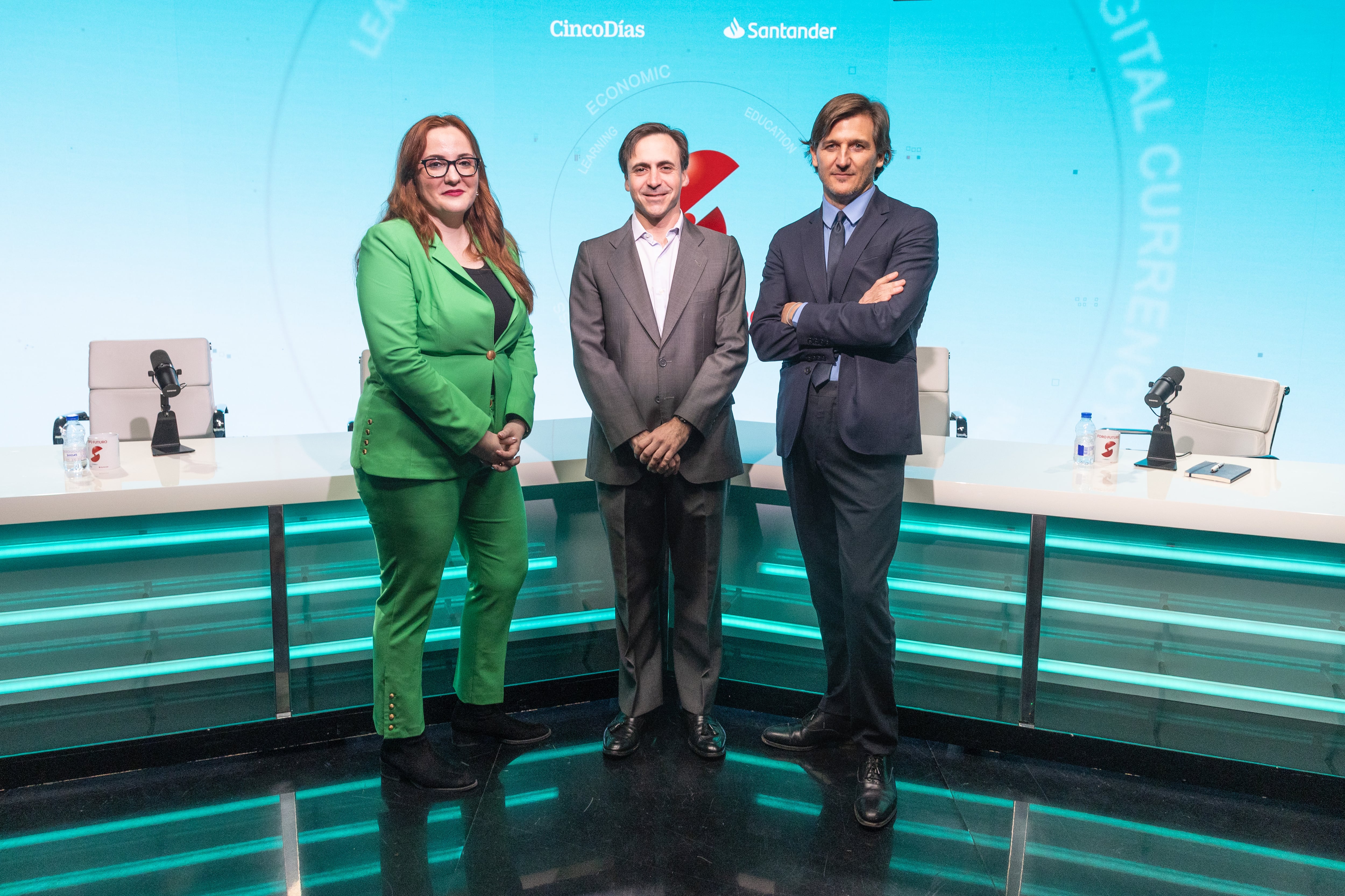 DVD 1310 Madrid, 20/03/26. Judith Arnal Martínez., nvestigadora de Elcano, Fedea y CEPS; Jorge Ferrer Barreiro, socio de Finreg y Juan del Alcázar, responsable de Public Policy y Advocacy en Banco Santander. Foro Futuro, la agenda pendiente para culminar la integración financiera europea/ Pablo Monge