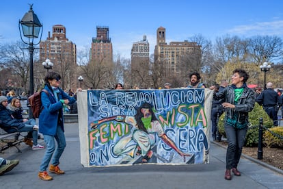 Marchas feministas en Nueva York el 8 de marzo de 2020.