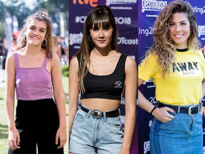 Ana Guerra, Amaia Romero, Aitana Ocaña y Miriam Rodríguez, en el casting de Operación Triunfo en Madrid, el 10 de julio.