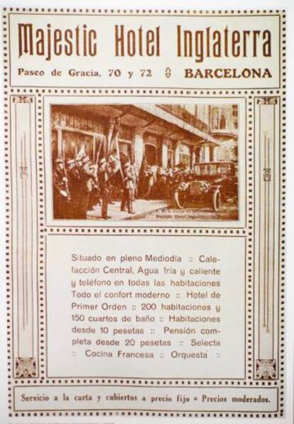 El Majestic Hotel Inglaterra competia el 1918, en tarifes i serveis, amb el Colón.