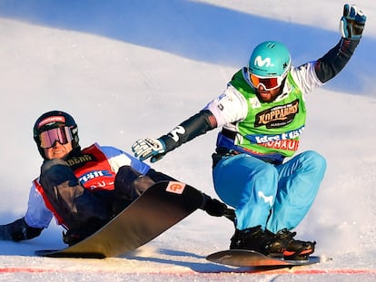 El guipuzcoano Lucas Eguibar se proclama campeón del mundo de boardercross de snowboard en Idre Fjäll, Suecia.