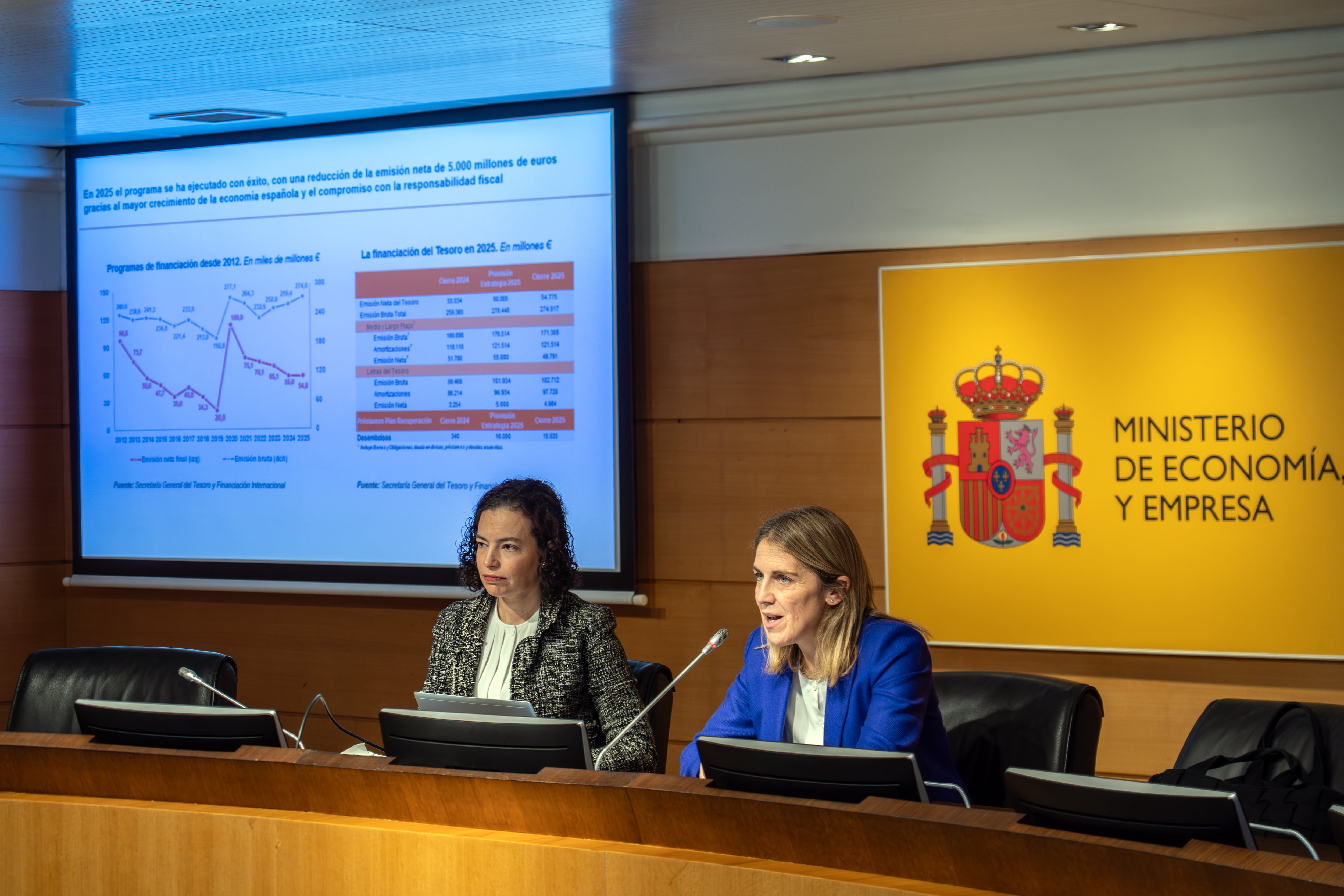 La directora General del Tesoro y Política Financiera, Carla Díaz, y la la secretaria general del Tesoro, Paula Conthe. Imagen cedida