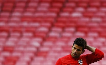 Diego Costa, durante un entrenamiento en Lisboa.