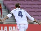 Sergio Ramos celebra su gol en el clásico