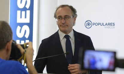 El presidente del PP vasco, Alfonso Alonso, este lunes.