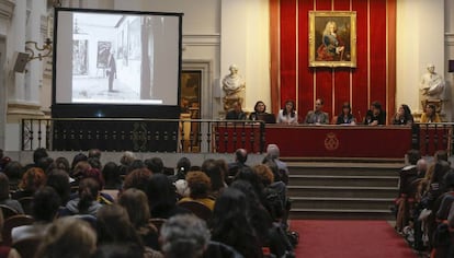 Una de las mesas del Congreso Internacional Museogr&aacute;fico en la Real Academia de San Fernando.