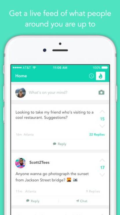 Yik Yak permite lanzar un comentario de forma totalmente anónima.