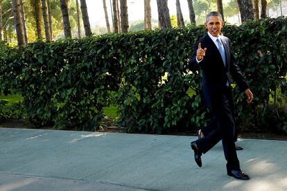 El presidente de EE UU, Barack Obama, se dirige a los reporteros tras su encuentro con Erdogan.