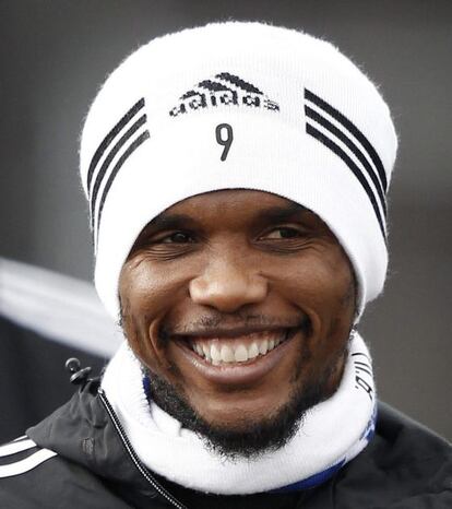 Samuel Eto&#039;o with his current club, Anzhi Makhachkala. 