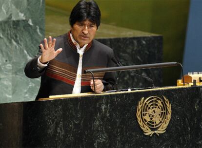 El presidente de Bolivia, Evo Morales, este miércoles en la Asamblea General de la ONU en Nueva York.