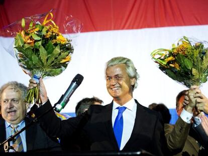 El l&iacute;der xen&oacute;fobo, Geert Wilders, durante el lanzamiento de su campa&ntilde;a, en Rotterdam, Holanda.
 