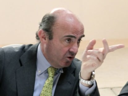El ministro de Economía y Competitividad, Luis de Guindos, durante su participación en el Foro ABC.