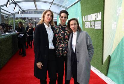 Adèle Haenel, Noémie Merlant y Céline Sciamma, en Londres la semana pasada. 
 