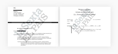 Propriedade com o nome de Guardiola e o documento que informava ao escritório de Andorra sobre o envio da documentação. EL PAÍS/LA SEXTA/ICIJ