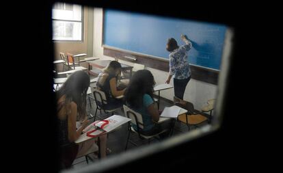 Sala de aula na UFRJ em 2017.