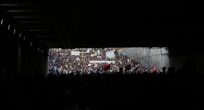 Un momento de la marcha en Ciudad de México, el 2 de octubre de 2018.