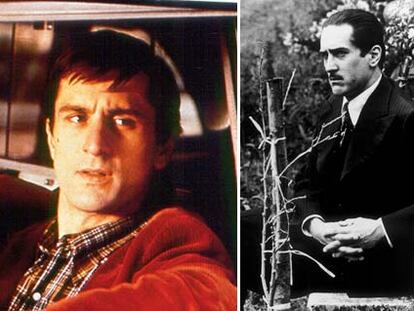 Tres muestras del eclecticismo del actor. De izquierda a derecha, Robert de Niro, en <i>Taxi driver,</i> <i>El Padrino </i> y Toro salvaje.