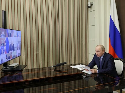 El presidente ruso, Vladímir Putin, presidía el miércoles una reunión virtual desde la ciudad de Sochi.