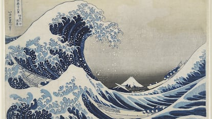 La gran ola de Kanagawa (1831) es probablemente la estampa más reconocible de Hokusai, pintor del periodo Edo.