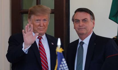 Trump e Bolsonaro nesta terça-feira, na Casa Branca.