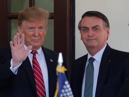 Trump e Bolsonaro nesta terça-feira, na Casa Branca.