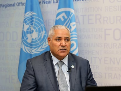 AbdulHakim Elwaer, responsable de FAO, en una intervención en El Cairo, en enero de 2024