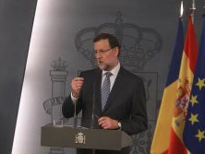 El presidente del Gobierno, Mariano Rajoy, durante su comparecencia.