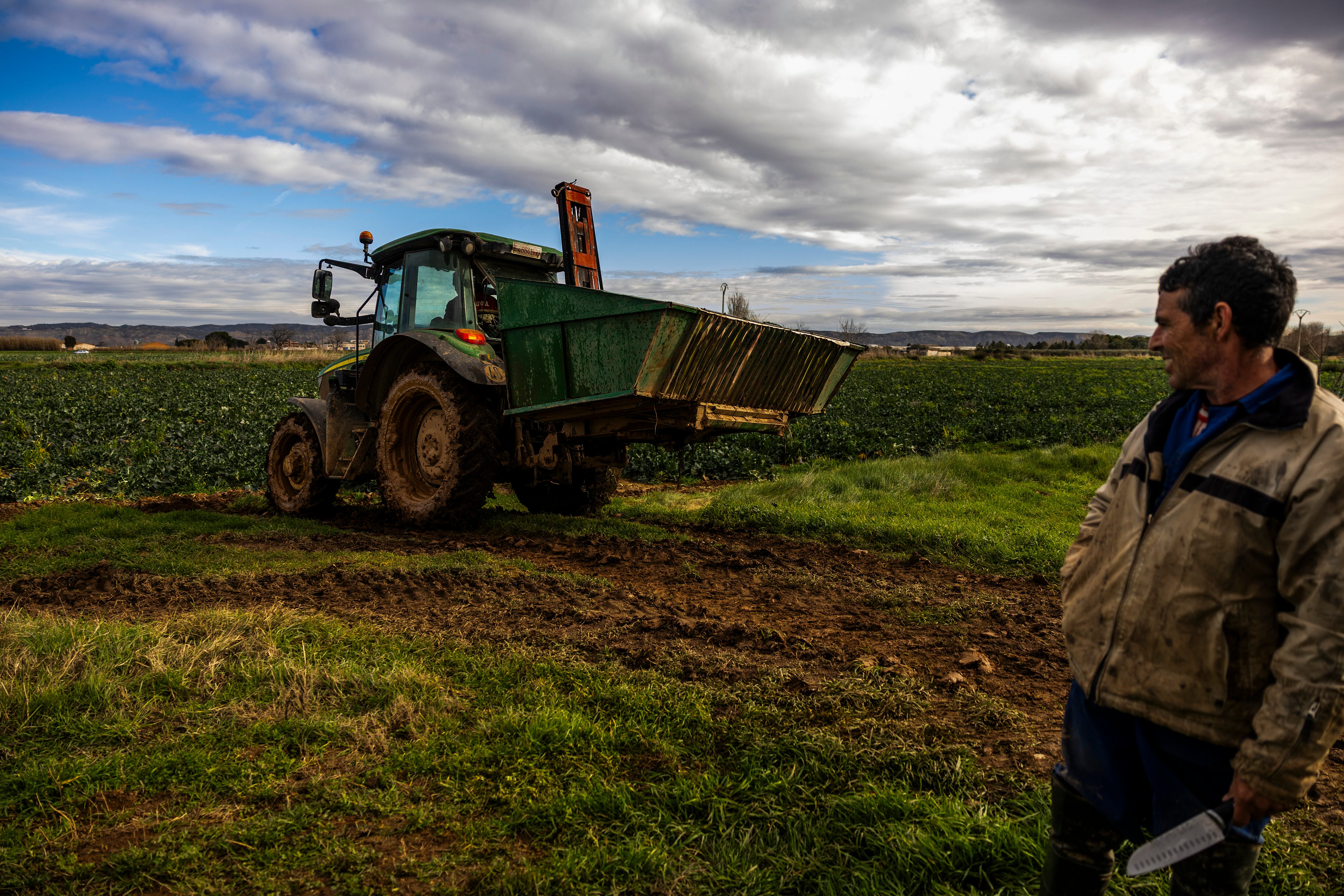 El agricultor Carlos Mur, este martes en Pinseque (Zaragoza).
