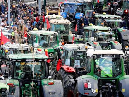 Concentración de protesta de agricultores y ganaderos en Pamplona